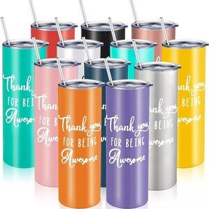 Hoolerry 12 Pcs Christmas Tumbler Thank You Gift Appreciation 20 oz Cup Bulk